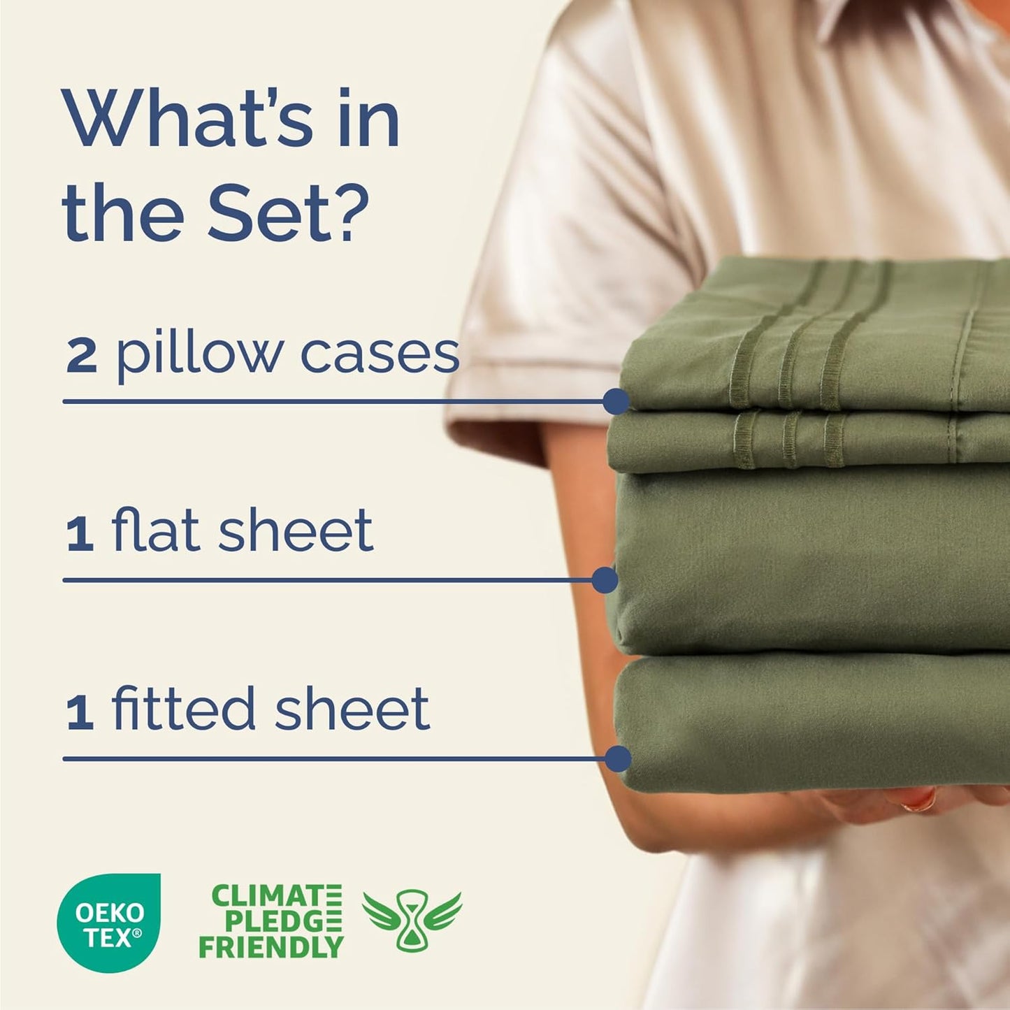 Cal King Size 4 Piece Sheet Set - Comfy Breathable & Cooling Bed Sheets Set - Hotel Luxury Bedding for Women, Men, Kids, Teens, Boys & Girls - Deep Pockets, Soft, Wrinkle Free - Oeko-Tex - Sage Green