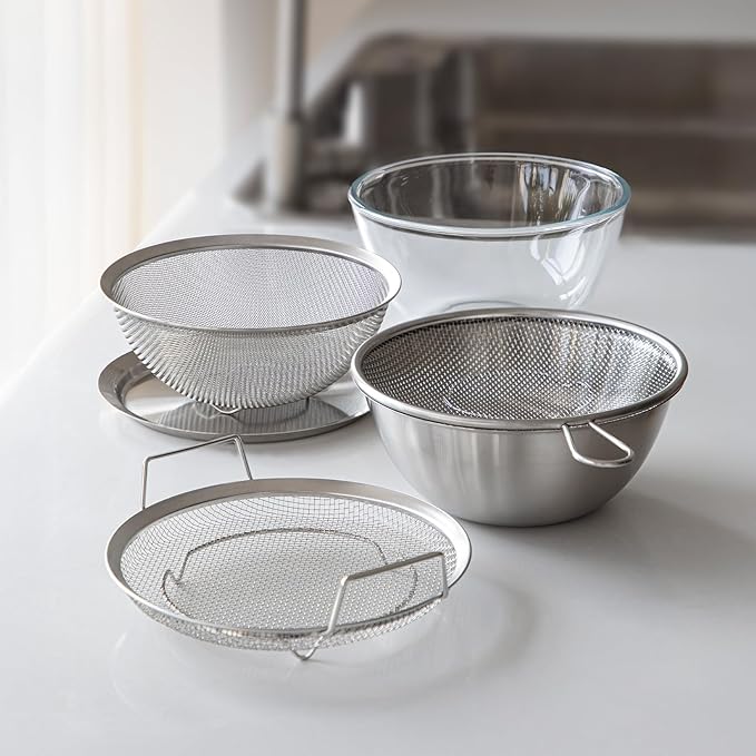 SHIMOYAMA Stainless Steel Bowl & Plate 6-Pcs, Mixing Bowls with Lid, Borosilicate Glass Nesting Bowls for Whisking, Mixing, Kneading, Kitchen Gadgets