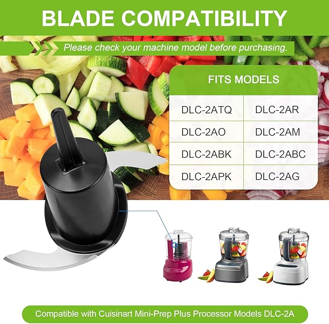 DLC-2ACBN Chopping Blade Fits Cuisinart Mini Prep Plus DLC-2A, Food Processor Blade Compatible with Cuisinart Food Processor Replacement Parts (Black)