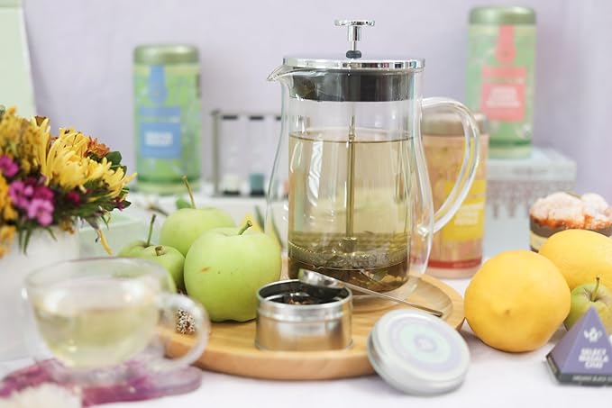 Teabloom Stay-Hot Glass French Press – Insulated 27-Ounce (800 mL) Loose Tea Steeper and Coffee Maker – Connoisseur's Choice