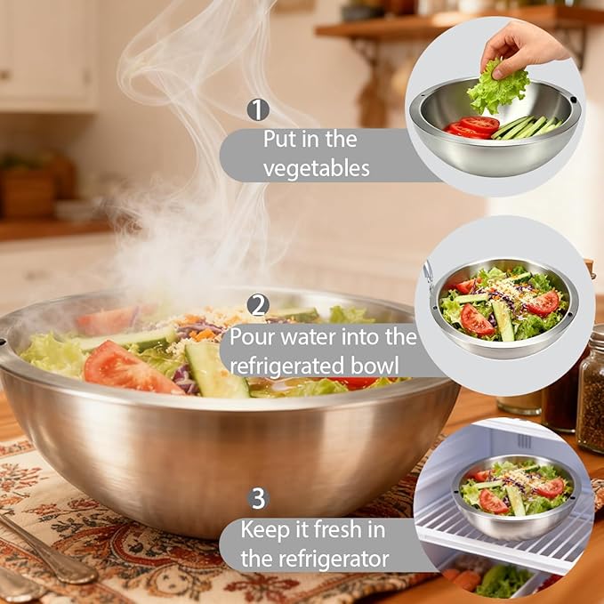 Dip Chiller Bowl Large 70oz Capacity Stainless Steel Double Walled Insulated Ice Serving Bowl Insulated Dip ice bowl Parties Salsa Condiments Salad & Food Hot or Cold Sauces Guacamole
