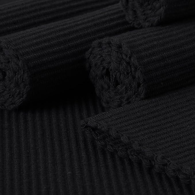 Encasa XO Dining Placemat Set of 6 | Solid Solid Black Color | Fine Ribbed Cotton Table mat | Size 19x13 in |for Dining Table Fall Decoration, Holiday & Christmas Festivals - Machine Washable
