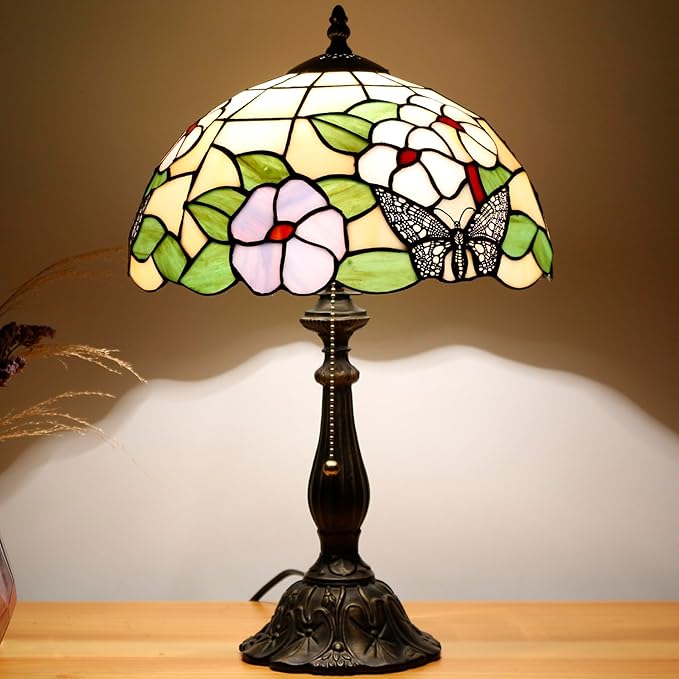 Table Lamp Base Replacement Only, Wide 6 Height 18 Inch, Fit for 8, 10, 12 Inch Tiffany Style Stained Glass Lampshade, Dark Bronze Finish,Resin, Push Switch On Cord