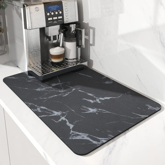 AMOAMI-Coffee Mat Hide Stain Rubber Backed Absorbent Dish Drying Mat for Kitchen Counter-Coffee Bar Accessories Fit Under Maker Machine Pot Espresso Machine Dish Rack 16"x24"