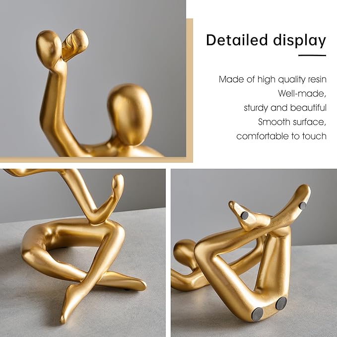 XINXUAN Abstract Wine Bottle Holder Home Decor, Resin Hollow-Out Design Decorative Wine Rack (Gold)