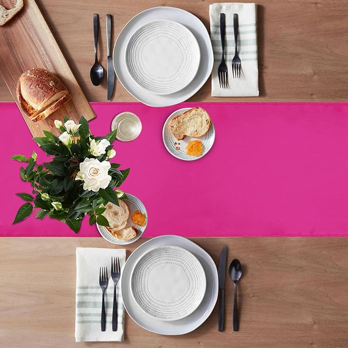 10 Pack Satin Table Runner 12 X 108 Inch Silk Table Runner for Party,Wedding, Birthday, Banquets,Decoration(Fuchsia)