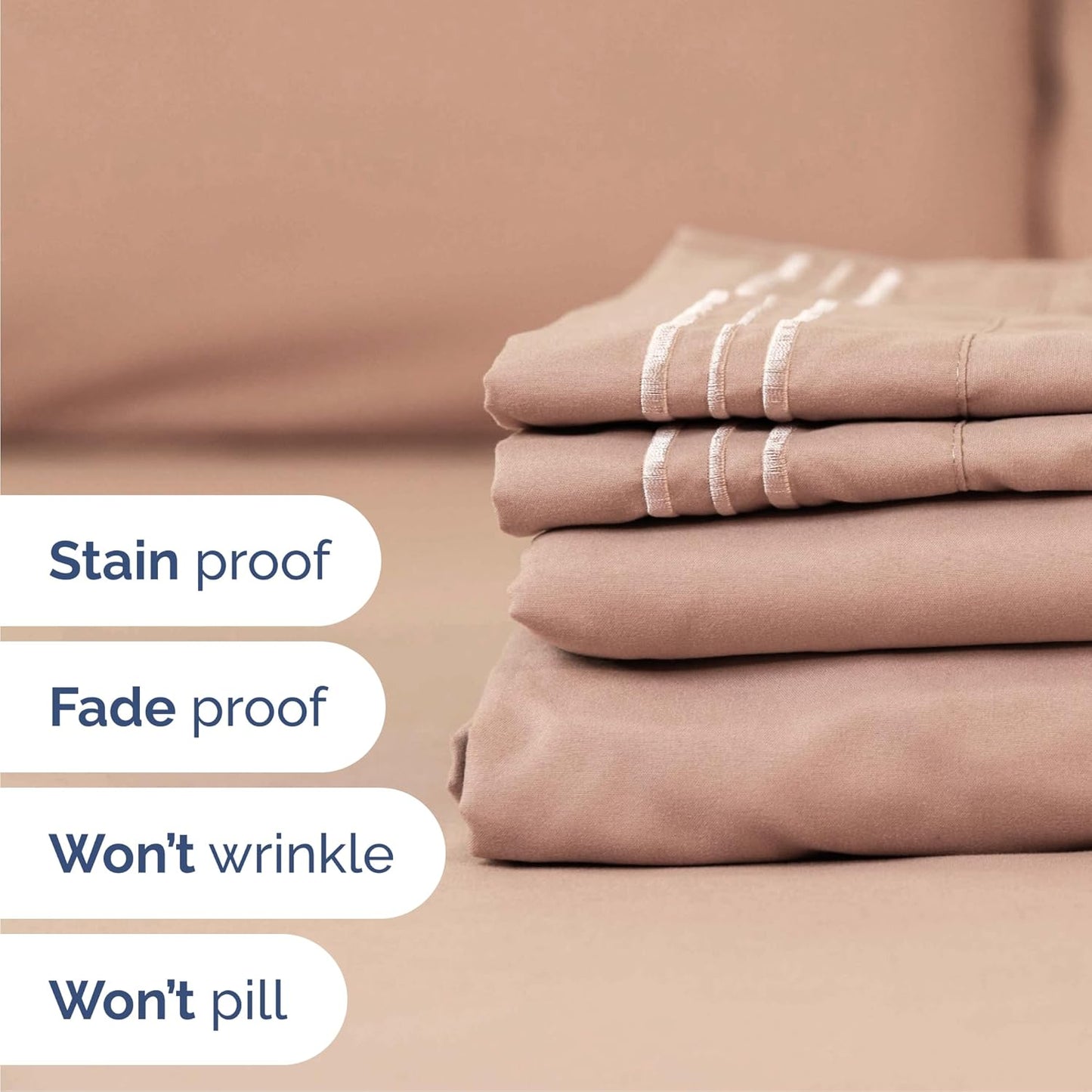 Queen Size 4 Piece Sheet Set - Comfy Breathable & Cooling Bed Sheets Set - Hotel Luxury Bedding for Women, Men, Kids, Teens, Boys & Girls - Deep Pockets, Ultra-Soft, Wrinkle Free - Oeko-Tex - Mauve