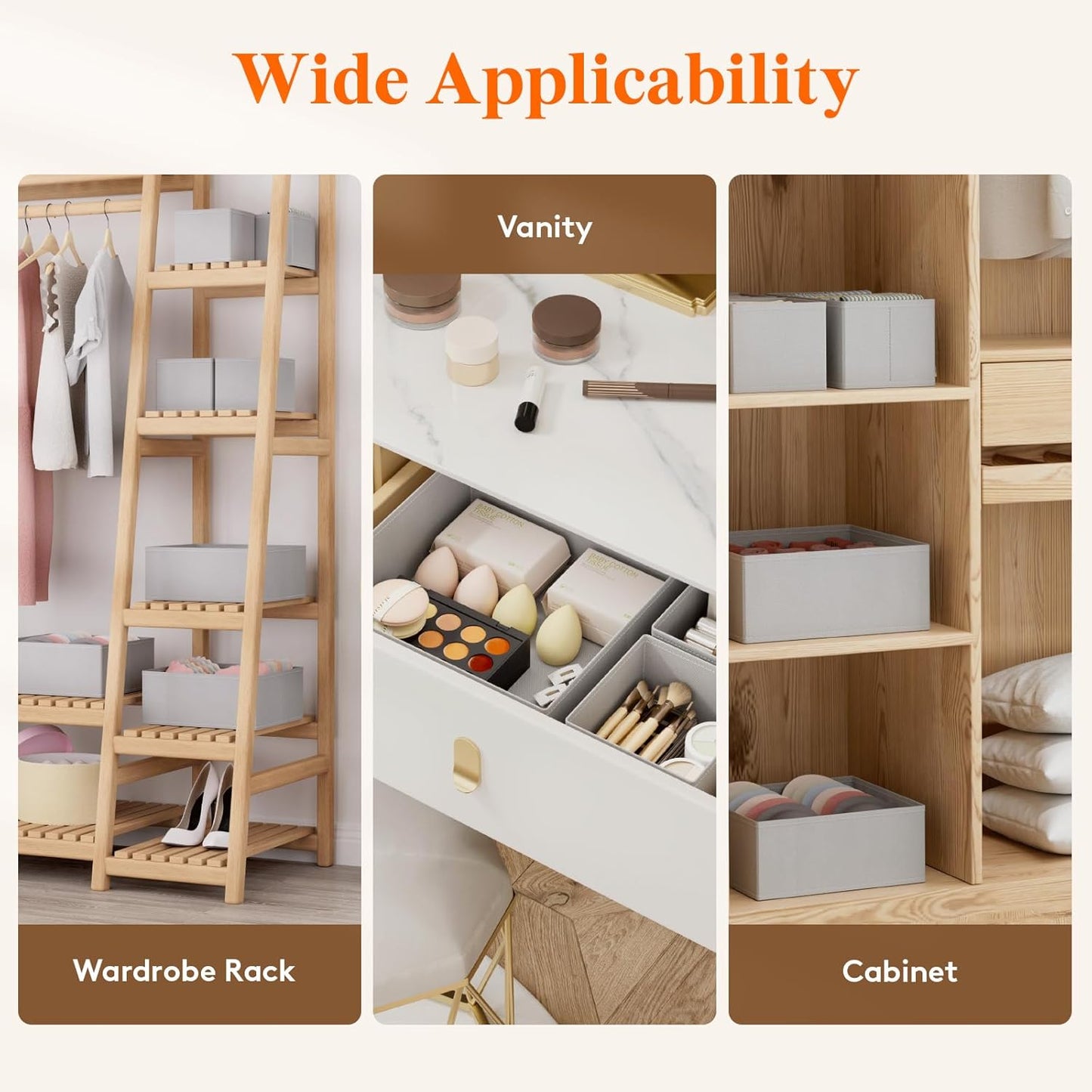 Lifewit Underwear Drawer Organizer for Closet 36 Pack, 3 Sizes Dresser Organizer Dividers, Deep Fabric Foldable Drawer Storage Organizer Bins for Clothes/Sock/Bra/Lingerie/Undies, Light Grey