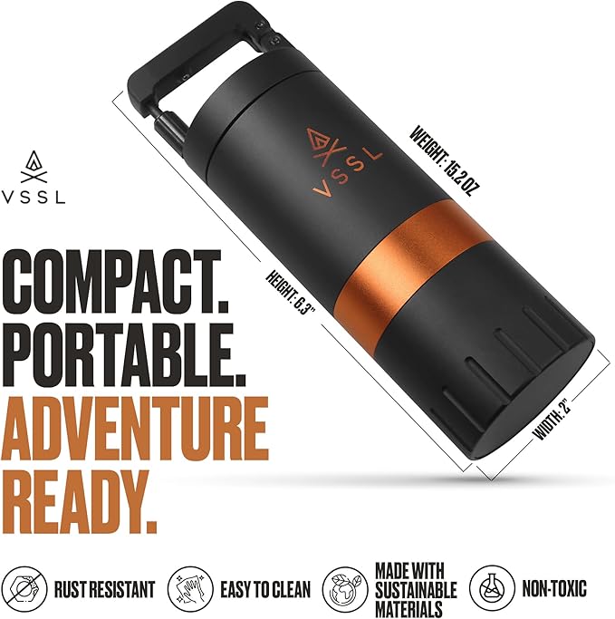 VSSL Java G25 Manual Coffee Grinder | Coffee for Camping | Bean Grinder | Travel Pour Over | Stainless Steel Conical Burr | ~ 25 Gram Capacity | Extendable Grind Handle | 50 Grind Settings | Carbon