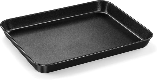 E-far Toaster Oven Tray, 10.5x8x1 Inch Nonstick Baking Cookies Sheet Pan for Oven, Small Metal Carbon Steel Baking Pan for Bacon Steak, Nontoxic & Easy Clean, Heat & Warp Resistant