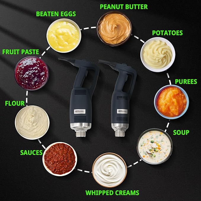 X-Heavy Huty 750W Commercial Immersion Blender, 20 Inch Removable Shaft, 8,000-19,000 RPM Variable Speed, 42 Gallons Hand Mixer, Secure Dual Button Start.