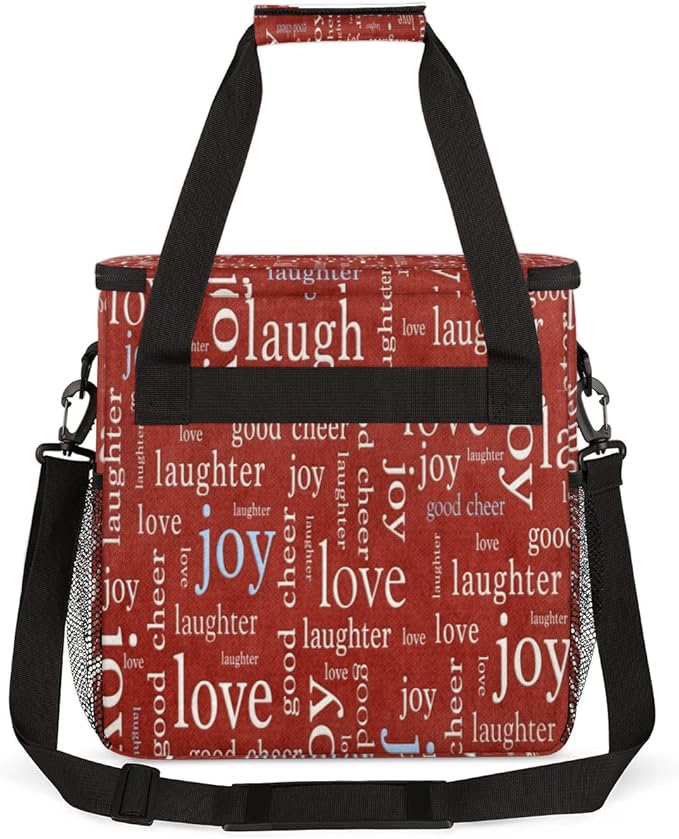 cfpolar Love Joy Laugh Letter Red Coffee Maker Carrying Bag, Portable Single Serve Coffee Brewer Case with Pockets for K-Cup Pods