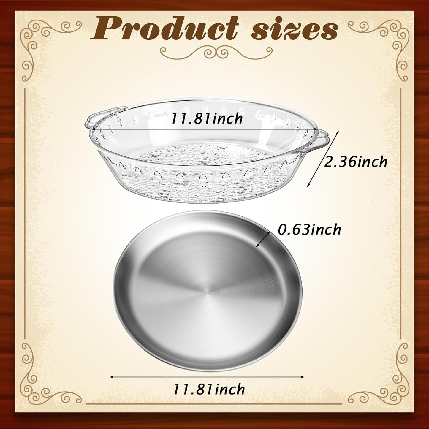 Baderke 6 Set 11.8" Chilled Serving Tray for Parties with Compartments Ice Chilled Party Platter Charcuterie Serving Board Cold Dish Dip for Fruit Seafood Vegetable Shrimp Cocktail (Natural)