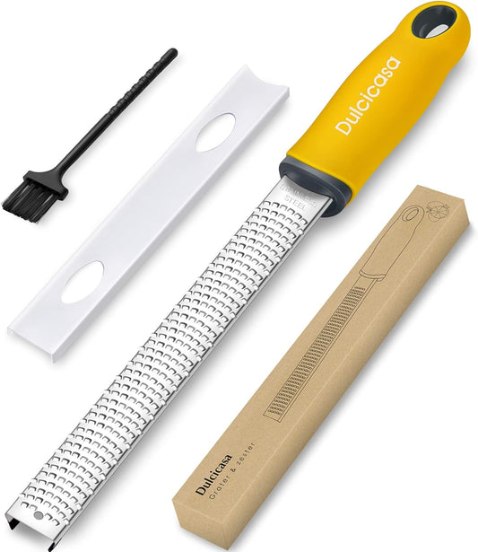 Professional Stainless Steel Lemon Zester & Grater - Premium Kitchen Tool for Cheese, Garlic, Ginger, Chocolate, Vegetables & Fruits | Dishwasher Safe