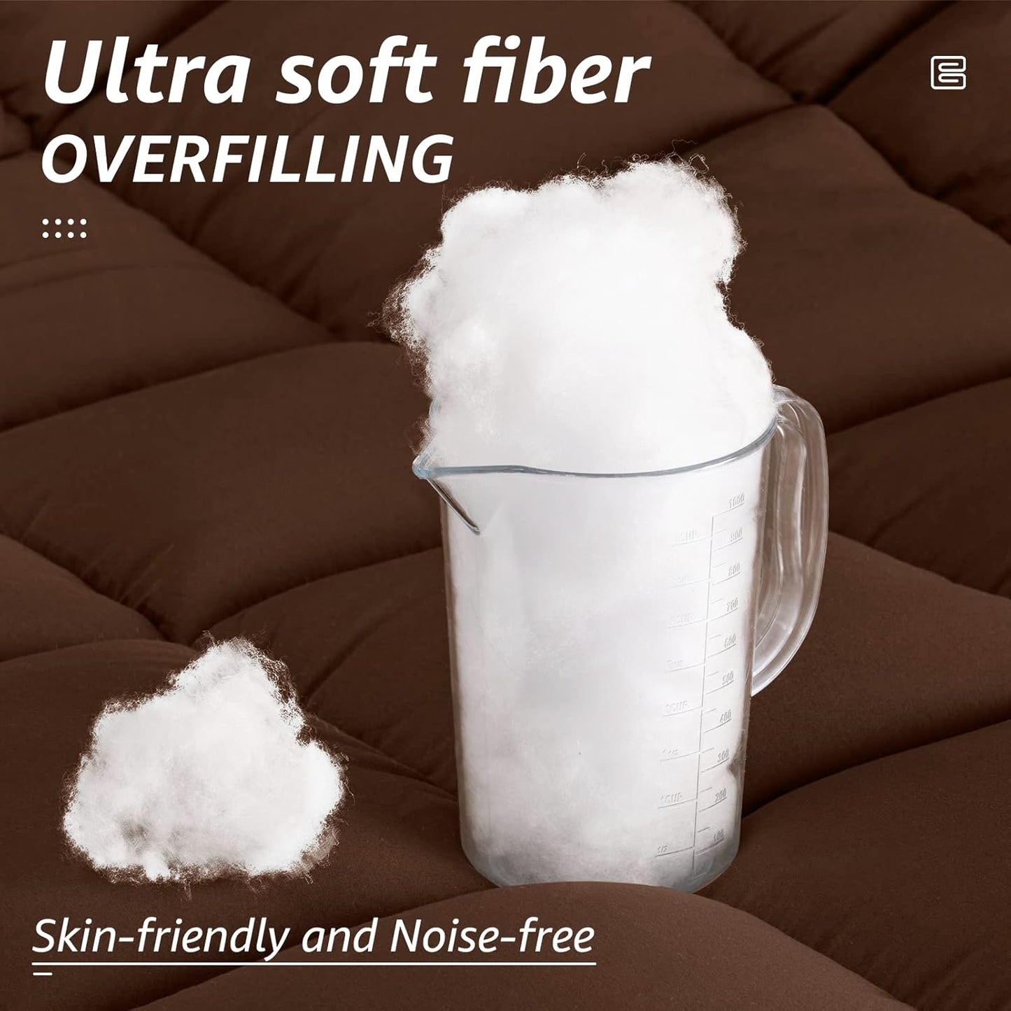 HYLEORY All Season Full Size Bed Comforter - Cooling Down Alternative Quilted Duvet Insert with Corner Tabs - Winter Warm - Machine Washable - Mocha Coffee