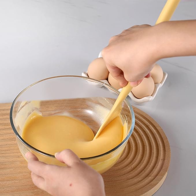 Silicone Cooking Spoon Spatula Set, High Heat Resistant Stiff Mixing Spoon, Extra Long Large Kitchen Utensil for Baking, Stirring, Serving, scraping and turning, 12 Inches
