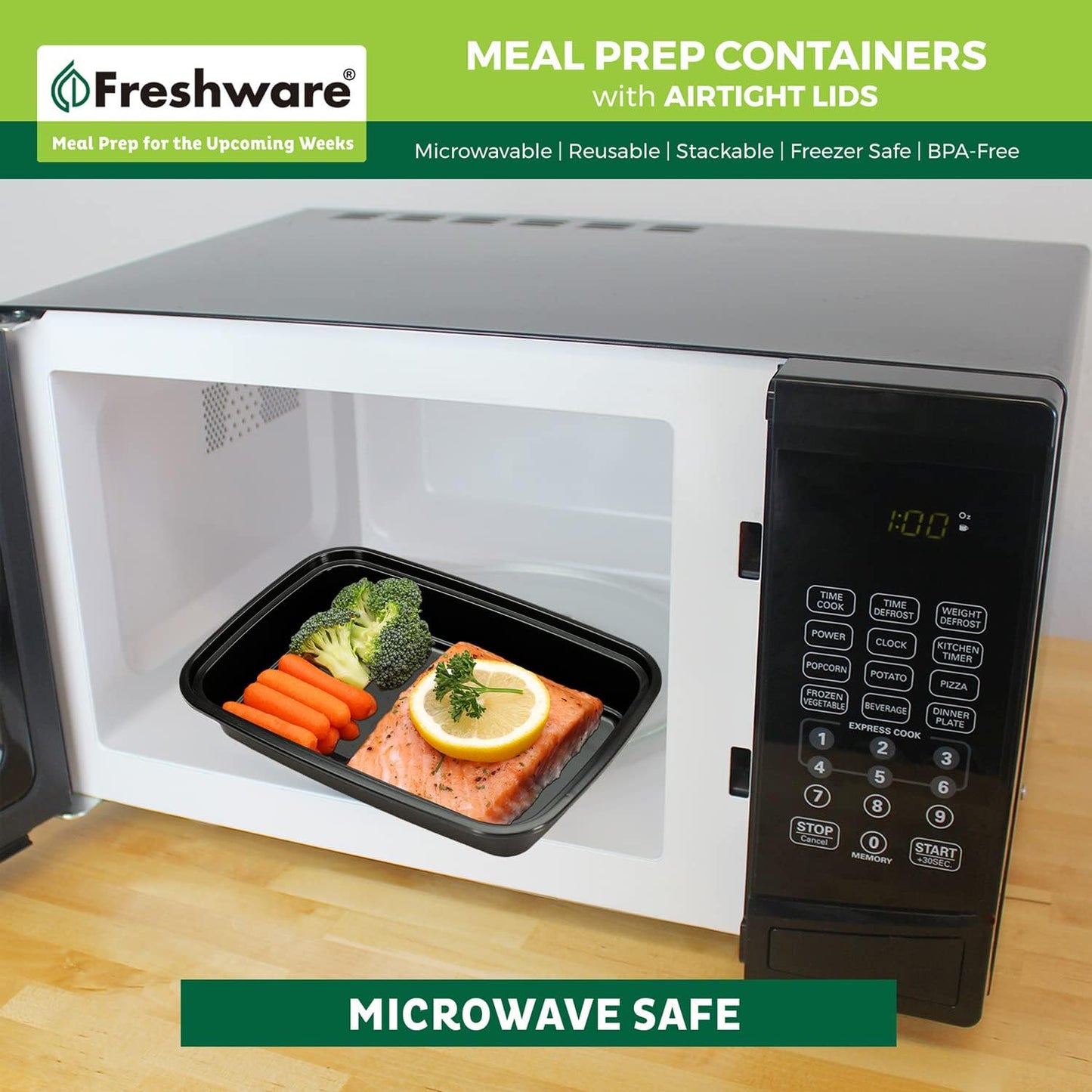 Freshware Meal Prep Containers [50 Pack] 1 Compartment Food Storage Containers with Lids, Bento Box, BPA Free, Stackable, Microwave/Dishwasher/Freezer Safe (16 oz)