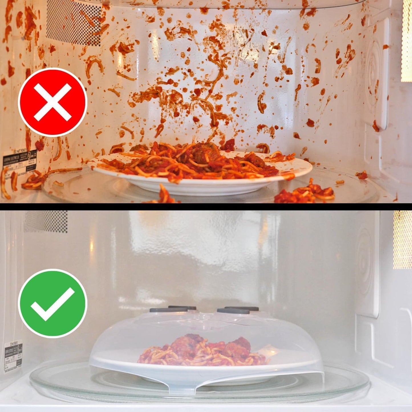 Magnetic Splatter Cover, 12-Inch Clear BPA-Free Food Lid, Vented Plate Guard with Steam Vents, Anti-Splash Microwave Lid, Dishwasher Safe, Space-Saving Magnetic Storage - Graphite