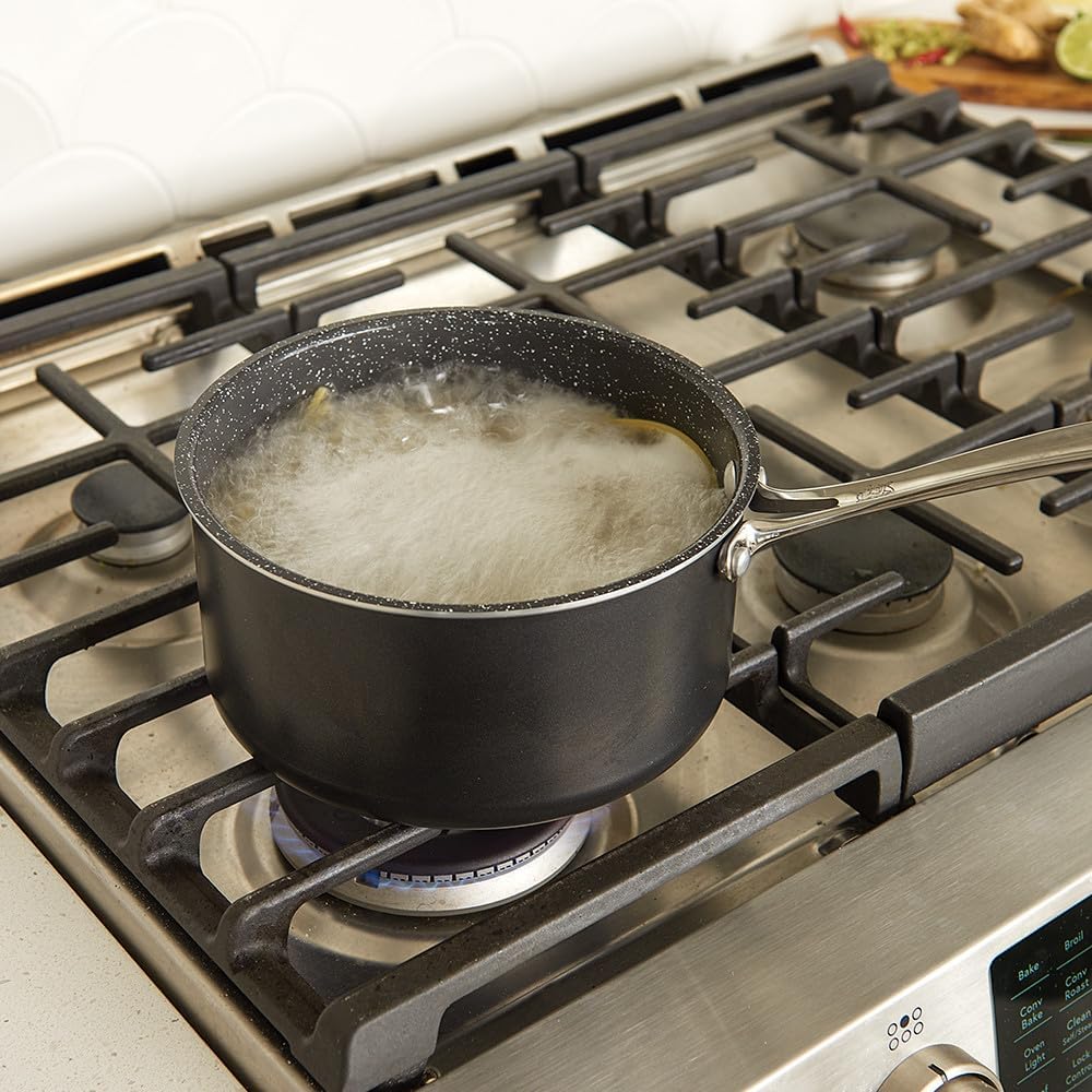 Nordic Ware Basalt Formed Aluminum Sauce Pan, 3 Quart, Ceramic Coating
