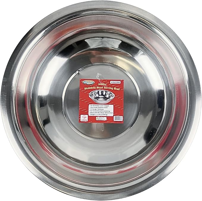 Stainless Steel Serving Bowl | 22" Diameter, 6" Deep | Ideal for Large Gatherings | Multi-Functional & Elegant