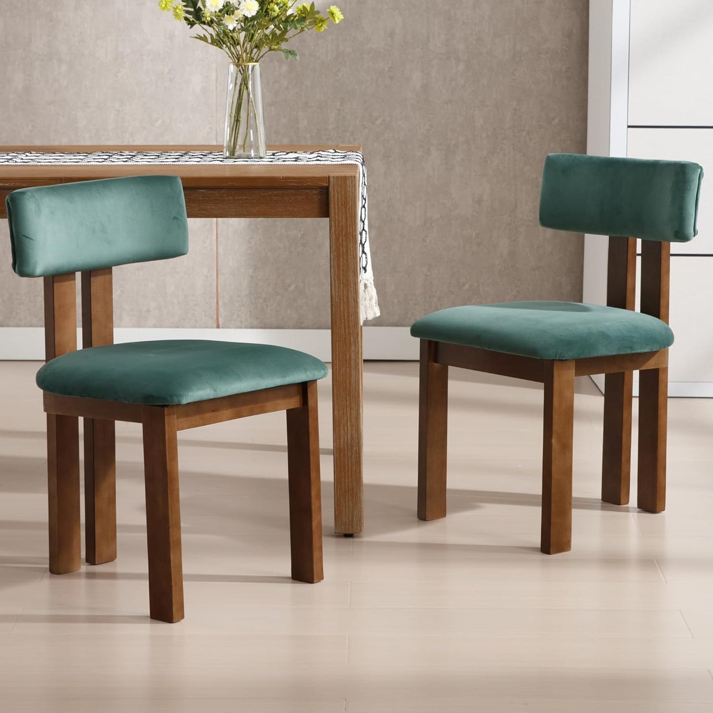 chairus Dining Chairs Set of 6 Velvet Diner Chairs Modern Wood Chairs for Kitchen and Dining Room, Green