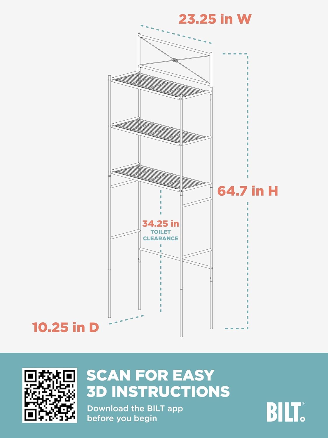 Zenna Home Over the Toilet Storage Shelf Space Saver, Behind Toilet Bathroom Organizer and Storage, Metal Bathroom Organizer with 3 Shelves, Satin Nickel