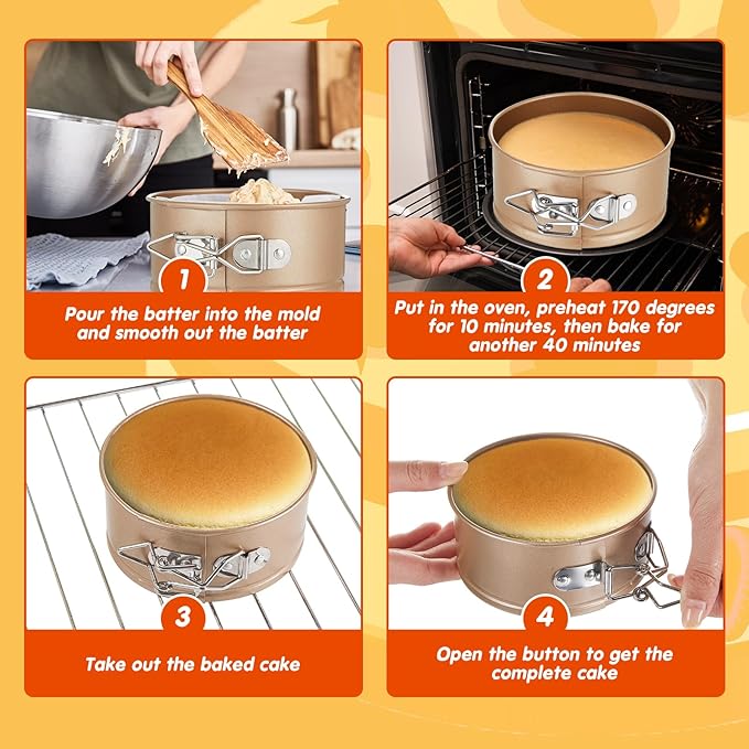 Sunnyray 12 Pcs 4 Inch Springform Pan for Baking Mini Cheesecake Pans with Removable Bottom Nonstick Leakproof Round Cake Mold Spring Form Molds for Mini Cheesecake Pizza and Quiches (Gold)