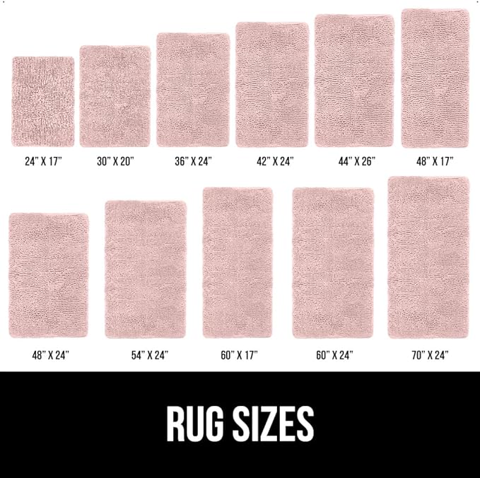 GORILLA GRIP Bath Rug Mat 30x20, Thick Soft Absorbent Chenille, Quick Dry Microfiber Mats, Rubber Backing Washable Shower Floor Rugs, US Designed Bathroom Bathmat Home Decor Accessories, Dusty Rose