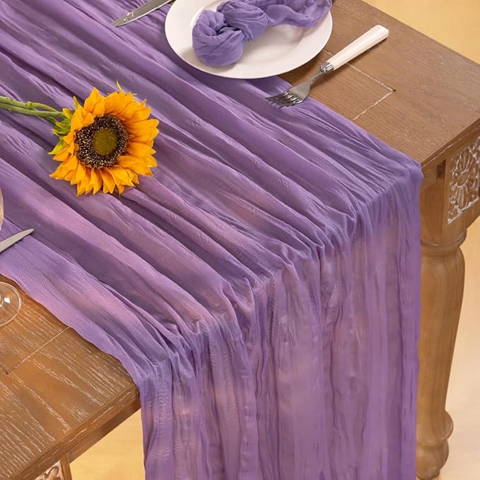 Lavender Purple Cheesecloth Table Runner 10 Pack Christmas Table Runners Boho Gauze 120 Inches Cheese Cloth Table Decor for Xmas Holiday Season Parties Wedding Bridal Baby Shower Birthday