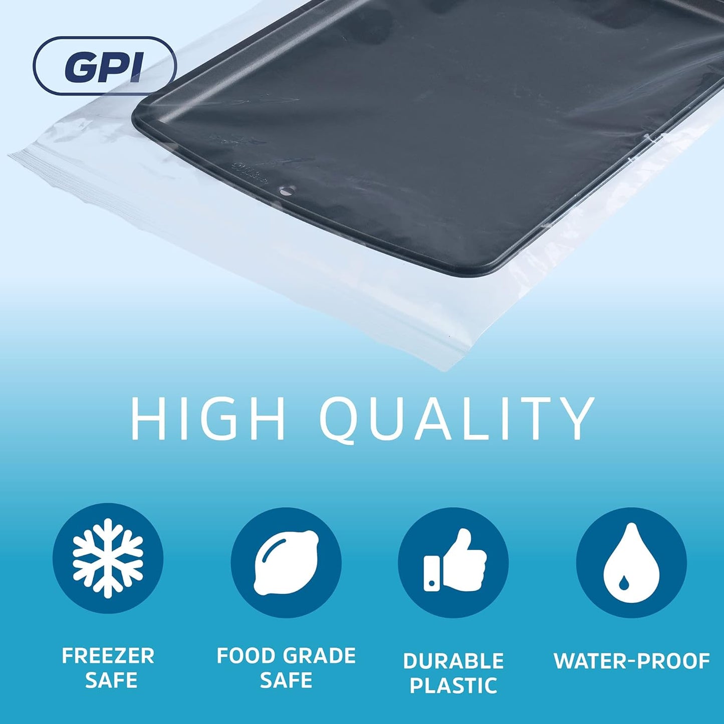 GPI - 13" X 15" - Bulk Pack of 500, 4 Mil Thick, Heavy Duty, Clear Plastic Reclosable Freezer Zip Bags, Strong & Durable Poly Baggies with Resealable Zipper Top Lock.