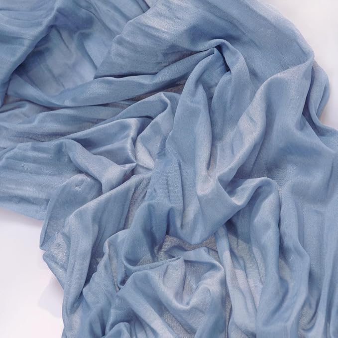 MLMC 12 Pack Dusty Blue Table Runner 10ft Boho Gauze Cheesecloth Table Runner 35x120 Inches Rustic Cheese Cloth Centerpiece for Wedding Bridal Shower Baby Shower Party Decor