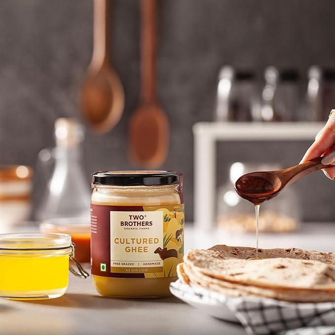 A2 Ghee Butter Organic Grass Fed from Gir Cow | Gut Friendly | Healthy Butter Alternative | Non-GMO, Lactose-Free, Keto Friendly – 16 Oz from Two Brothers Organic Farms