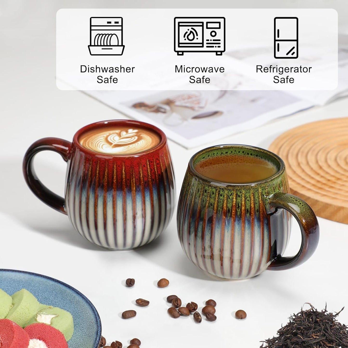 CosyCorner Ceramic Coffee Mugs, 17 oz Large Coffee Cups, Couple Coffee Mugs Set with Gift Box (A&B)