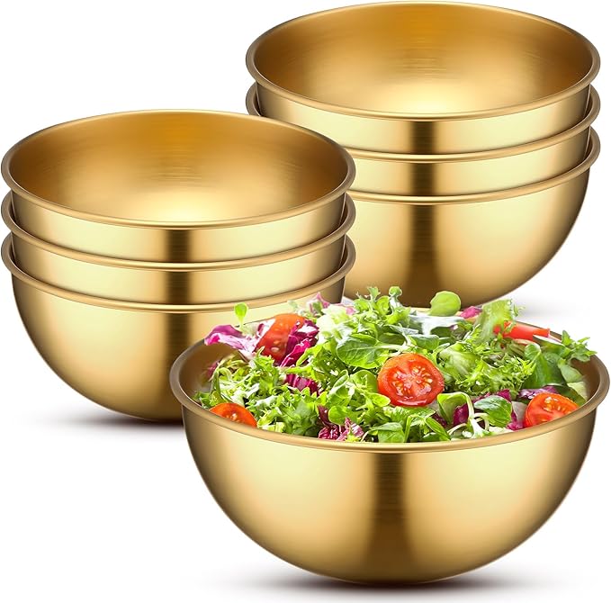 Nuogo 10 Pcs Stainless Steel Mixing Bowls Christmas Decorative Esthetician Bowls for Christmas First Holy Communion Wedding Baking Prepping Serving Facial Salad Fruit Candy(4.7 Inch,Gold)