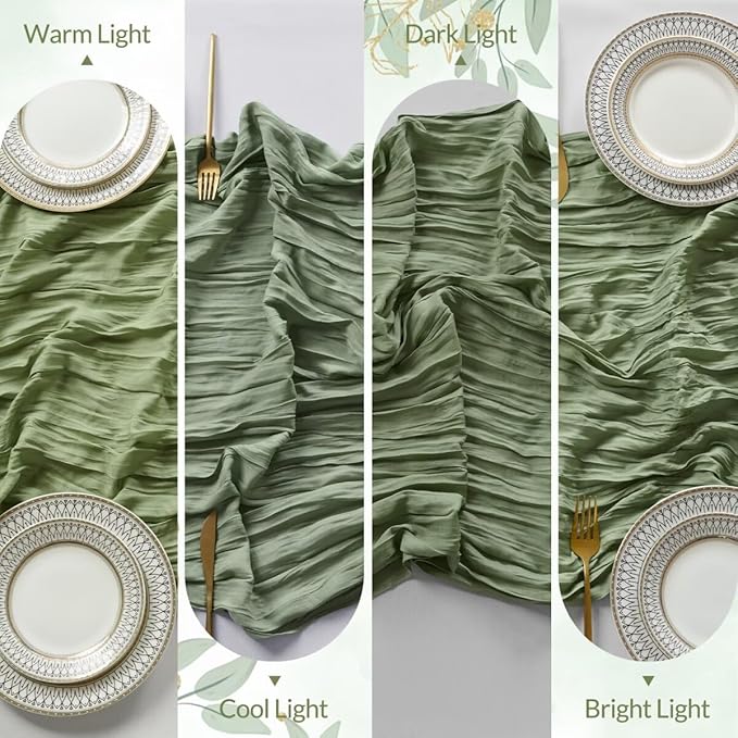 6 Pack Sage Green Cheesecloth Table Runner 35"×120" Gauze Fabric Table Runner Rustic Sheer Runner for Wedding Birthday Baby Shower Party Table Decoration Sage Green 6 Pack