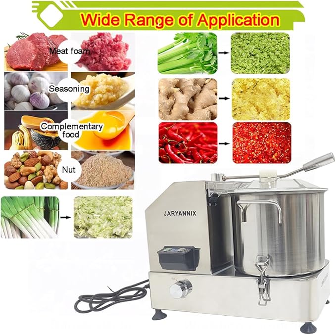 9L Commercial Food Processor Stainless Steel Meat Vegetable Chopper Multifunctional Food Cutter Meat Grinder Meatball Beater 1800W Electric Blender for Fruit Vegetable Grains Garlic