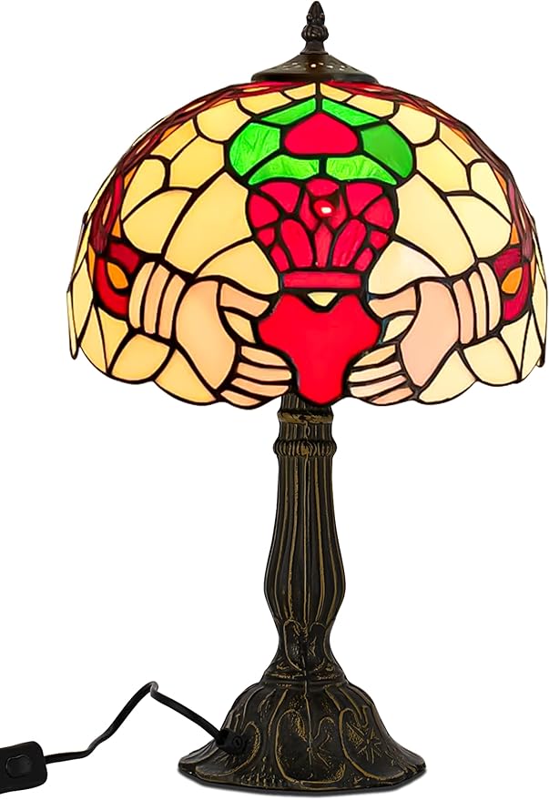KY&BOSAM Tiffany Table Lamps Irish Gold Crown Celtic Light Stained Glass Art Style Desk Lamp19 Inche Tall 12 Inche Wide Lamp Shade1 Bulb Antique Zinc Base Living Room Bedroom St Patrick's Day Decor