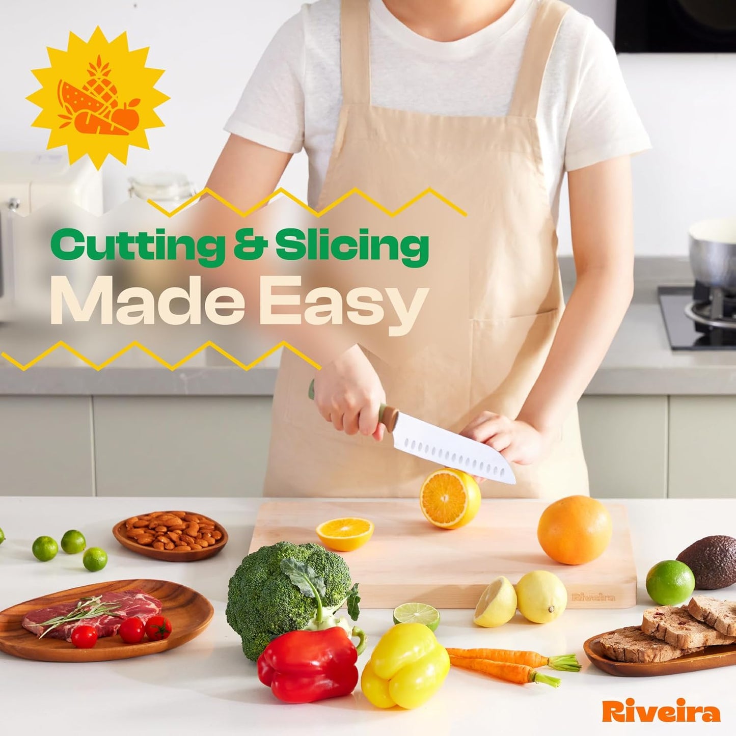 Riveira Maple Wood Cutting Board – Versatile and Durable: Set Of 3 Pcs Rectangular Wooden Cutting Board – Natural Wooden Cutting Boards For Kitchen – Complete Maple Wooden Chopping Board