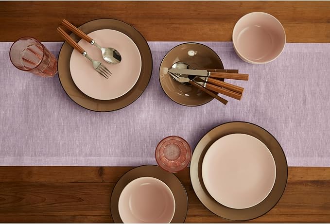 Solino Home Linen Table Runner 72 Inches Long - Athena, 100% Pure Linen Chambray Lavender Table Runner 14 x 72 Inch for Dining, Holiday