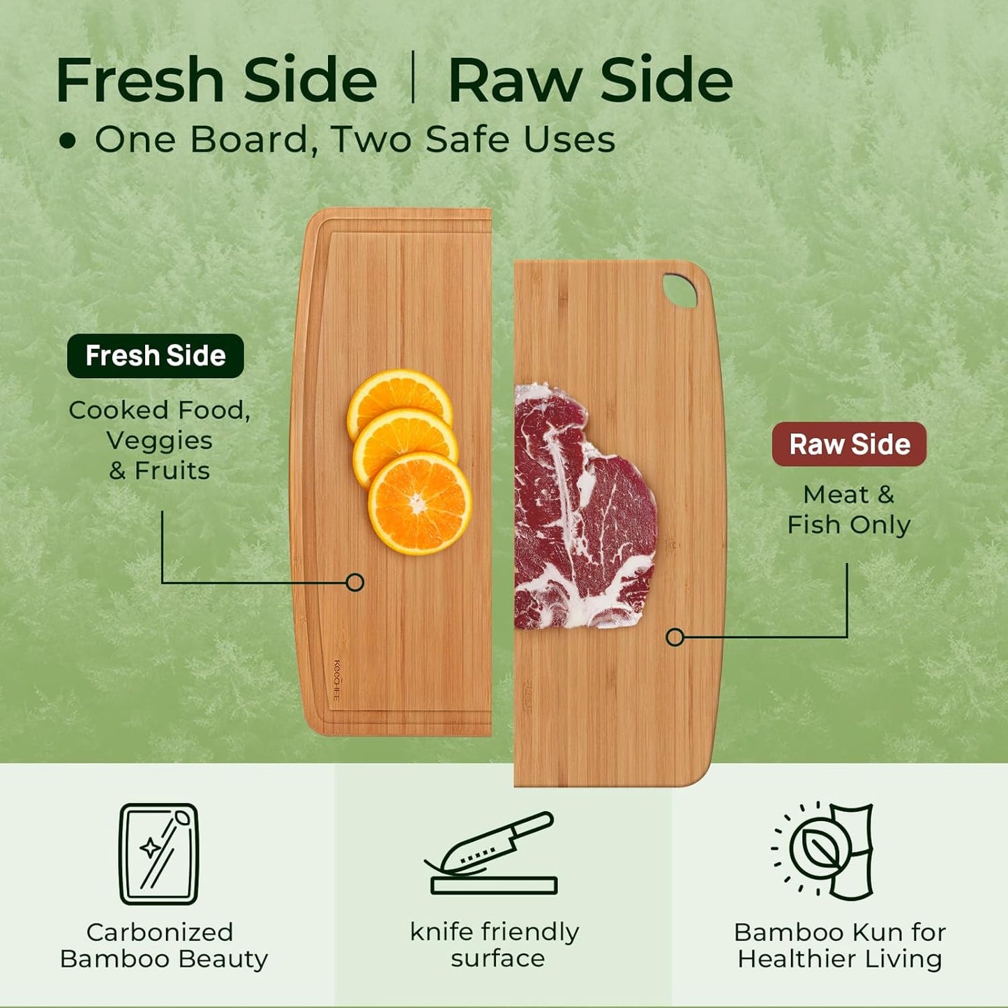 Dishwasher Safe Durable Lightweight Bamboo Wood Cutting Boards for Busy Kitchen, Easy Storage & Clean Wooden Chopping Boards Reversible with Juice Groove, Kitchen Gift for Home Cooks
