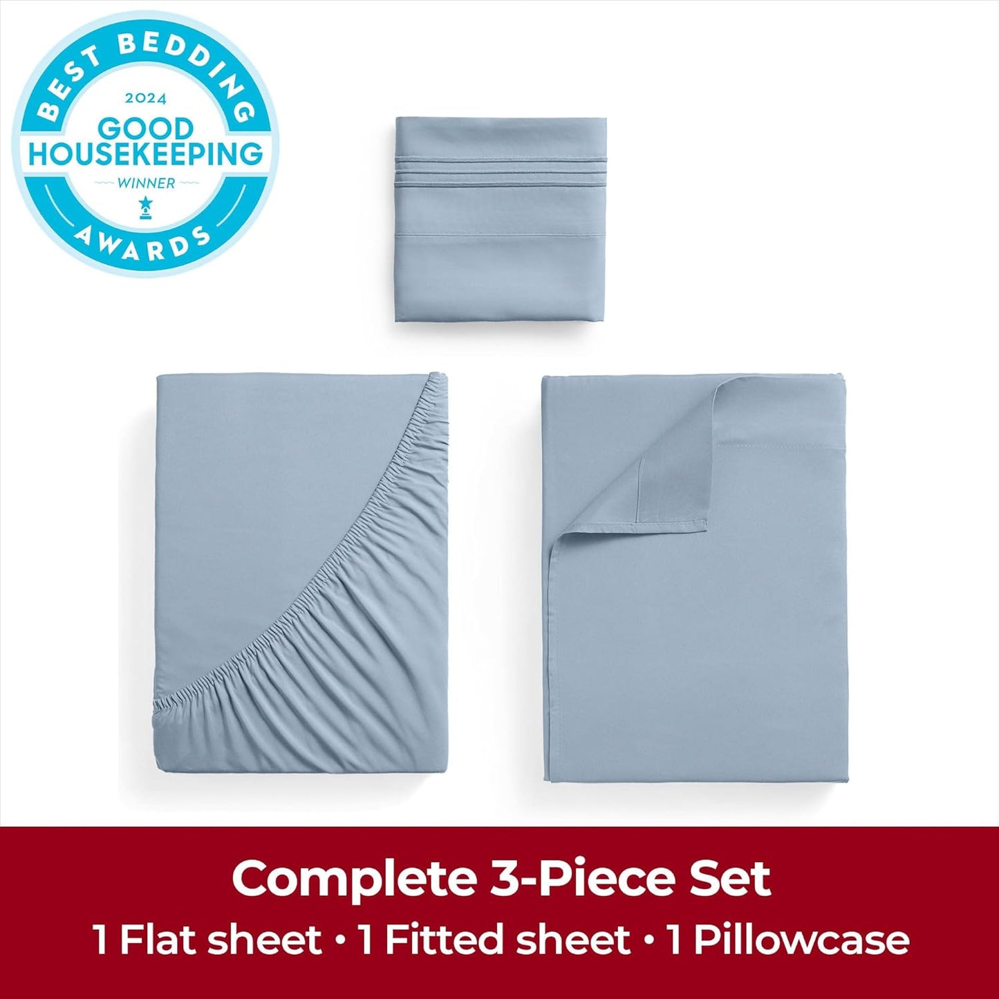 Mellanni Extra Deep Twin XL Sheets - 3 PC Iconic Collection Bedding - Luxury, Ultra Soft, Cooling Bed Sheets - Wrinkle, Fade, Stain Resistant (Twin Extra Long, Blue Hydrangea)