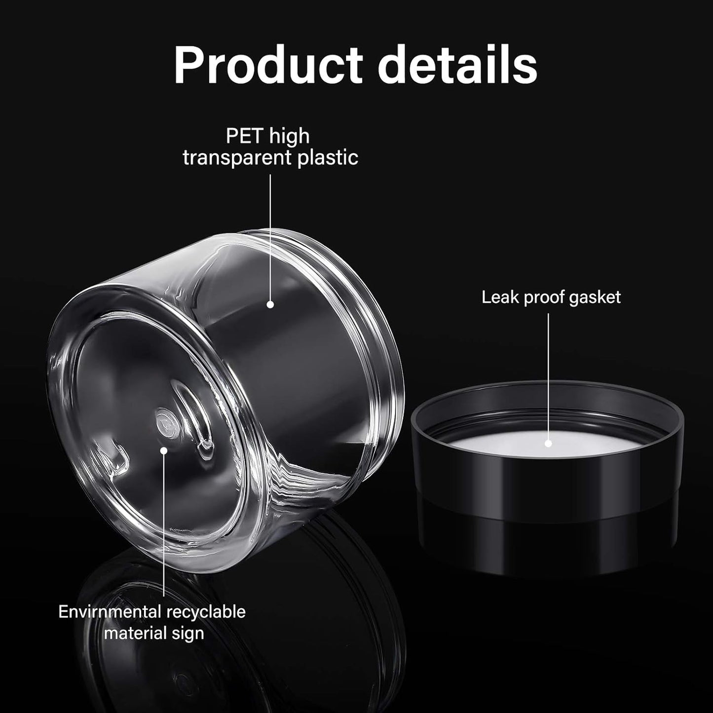 6 Pack 6 oz Plastic Jars Refillable Containers with Lids Wide-mouth Leakproof Reusable Round Empty Jars for Travel Cosmetic Dry Food Spice Cookie Candy Home Kitchen Organizing (Clear)