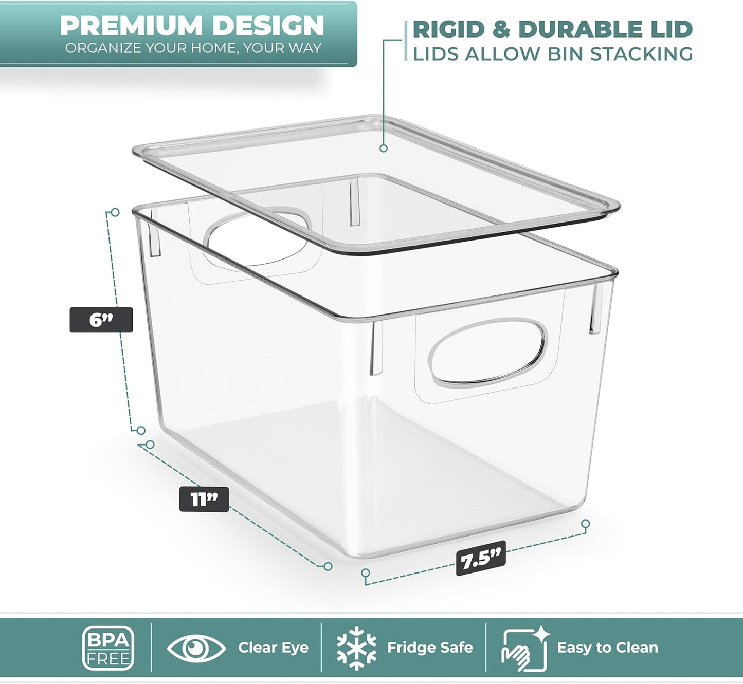 Sorbus Large Clear Plastic Bins with Lids – Stackable Organizer for Toys, Clothes, Medicine, Makeup, Art Supplies, Closet, Bathroom, and Shoes (4 Pack)