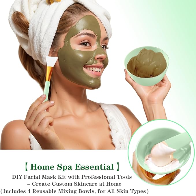 6Pcs Silicone Mixing Bowl, Silicone Bowls for Facial, DIY Face Mask Mixing Bowl for Home Salon Spa Face Skin Applicator Bowl Esthetician Supplies, Green