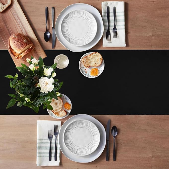 20 Pack Satin Table Runner 12 X 108 Inch Silk Table Runner for Party,Wedding, Birthday, Banquets,Decoration(Black)