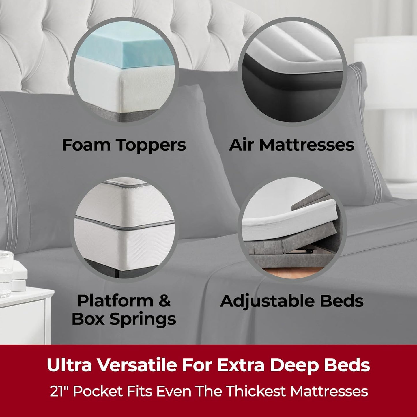 Mellanni Extra Deep Queen Sheets - 4 PC Iconic Collection Bedding - Hotel Luxury, Ultra Soft, Cooling Bed Sheets - Wrinkle, Fade, Stain Resistant (Queen, Black)