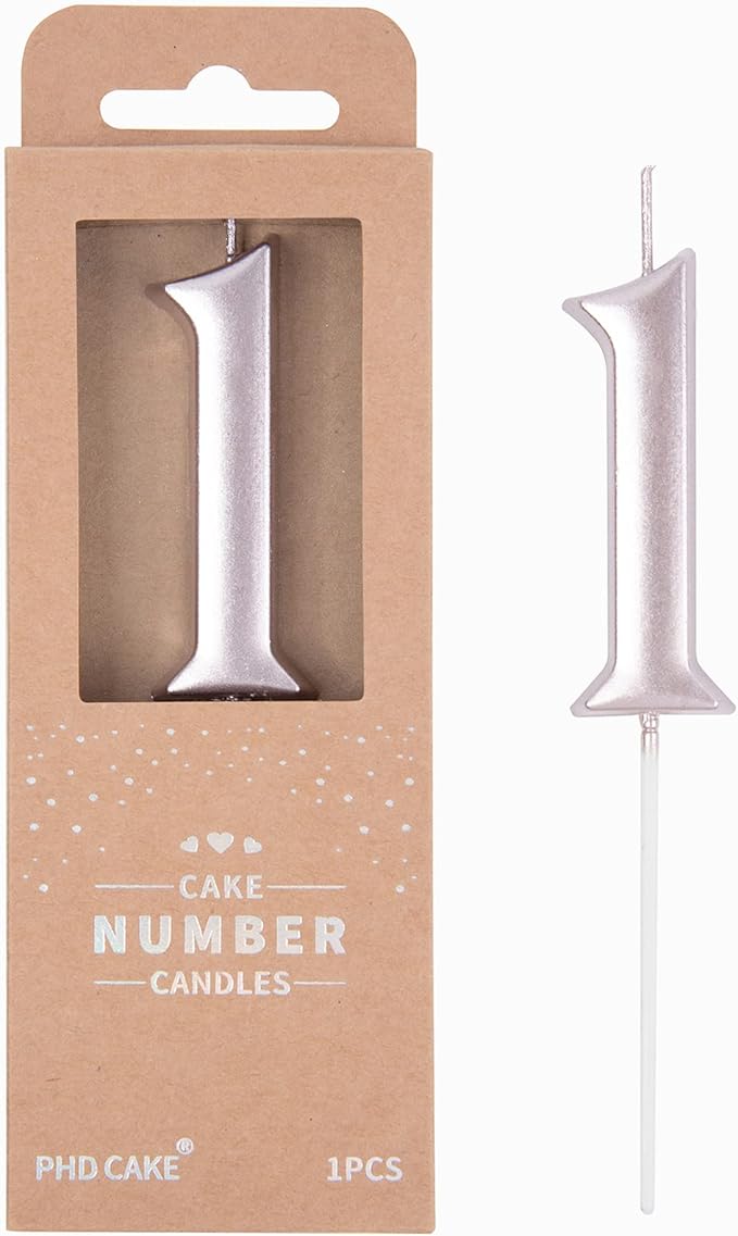 PHD CAKE 2.76 Inch Elegant Rose Gold 1 Number Birthday Candles, Rose Gold Number Candles, Cake Number Candles, Party Celebration