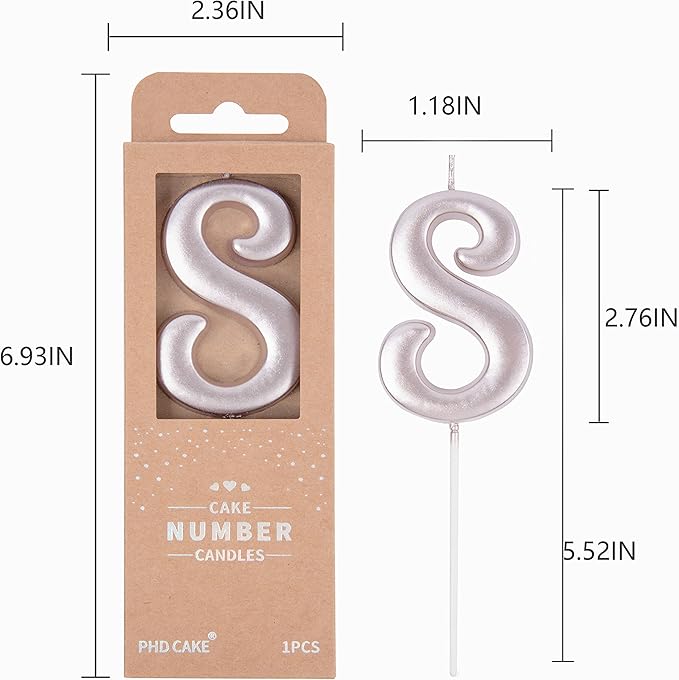 PHD CAKE 2.76 Inch Elegant Rose Gold 8 Number Birthday Candles, Cake Candles for Party Celebration
