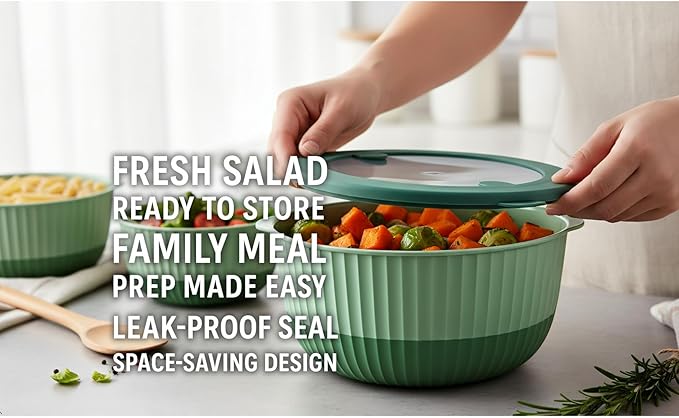 Mixing Bowls with Airtight Lids – 8 Piece Nesting Kitchen Set – BPA-Free, Leak-Proof & Stackable – Dishwasher, Microwave & Freezer Safe
