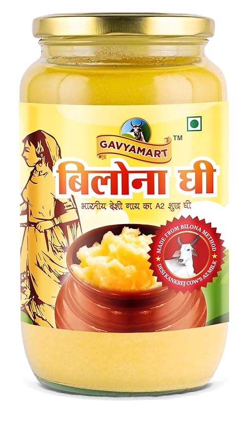 Gavyamart Vedic Bilona Cow Ghee ,Grassfed Ghee – Pasture Raised, Hand Crafted Clarified Butter Made Using Traditional Bilona Method Desi Ghee Jar (1L) 33.Oz